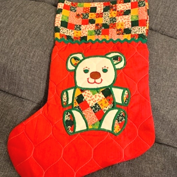 Vintage 70s Handmade Christmas Stocking - Picture 1 of 4